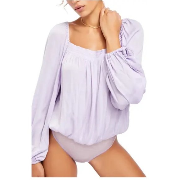 Free People Another Round Balloon Sleeve Bodysuit - Picture 1 of 6